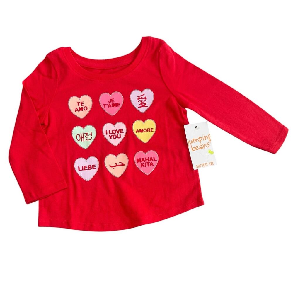 Jumping Beans NWT Long Sleeve Shirt Toddler Girl Valentine’s 12 Month